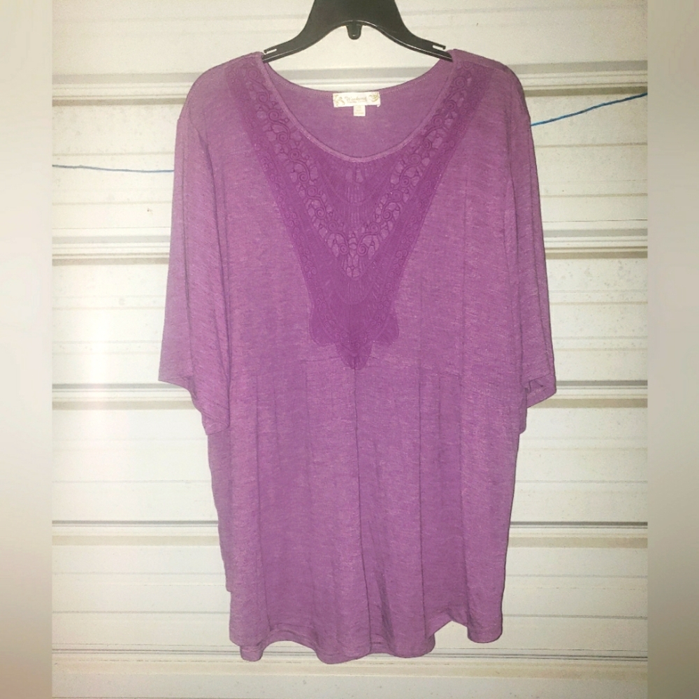 Plus Size 4X Suzanne Betro Purple Summer sweater top shirt women's